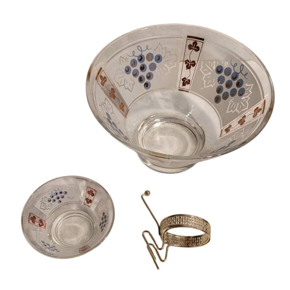 Anchor Hocking Vintage Chip & Dip Bowl Set Grapevine Design salsa 1970s - Picture 2 of 16